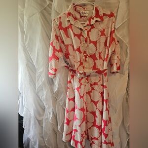 Signor California - Vintage Button Down Pink And White Dress